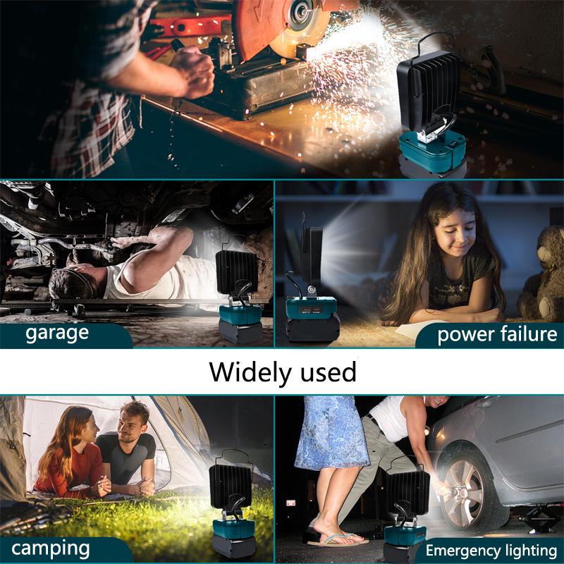 4 inch Emergency Tool Lamp Led Light For Bosch 18VLi-ion Battery Outdoor Work Spotlight Flashlight with USB&Type-c Charging Po