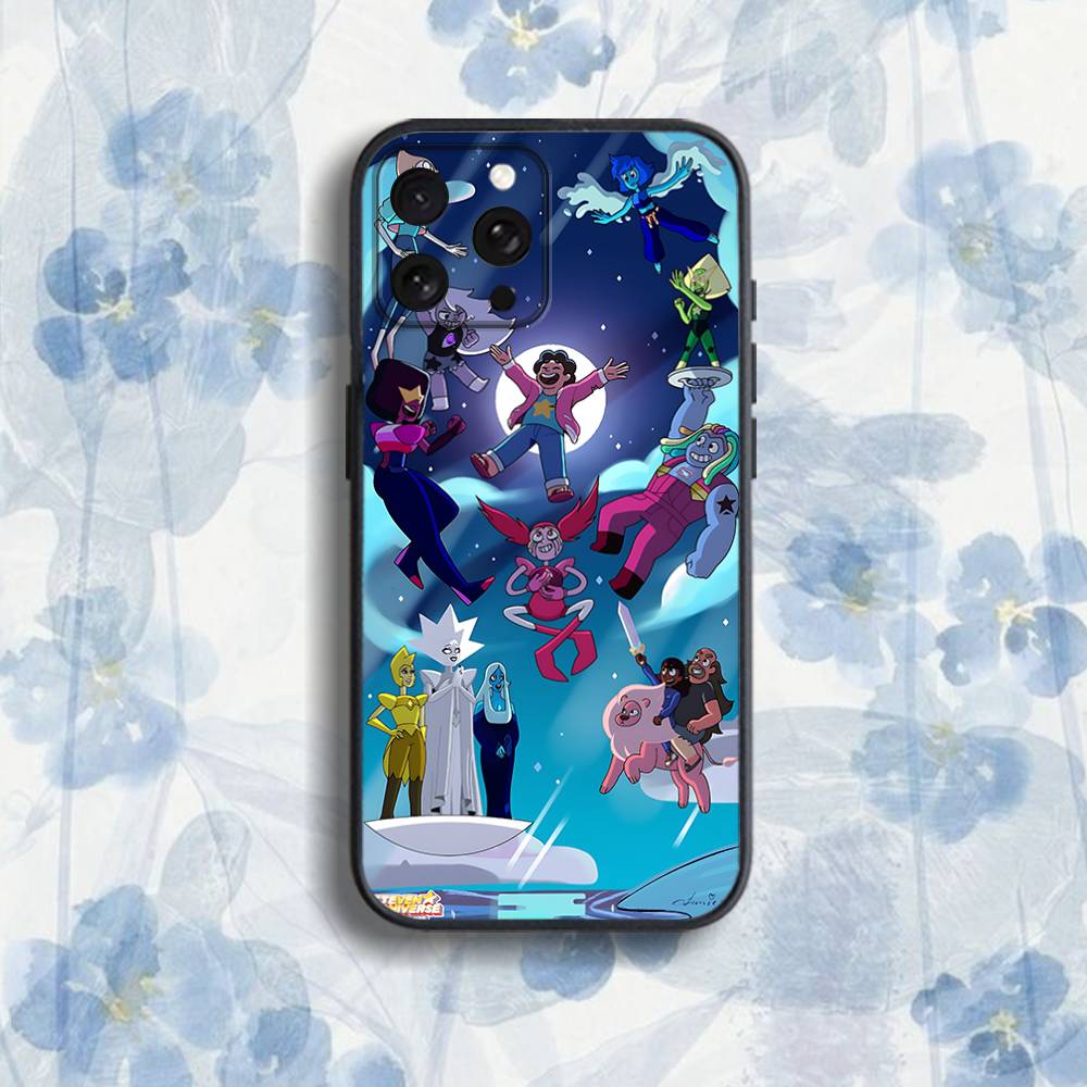 hot Steven Universe Cartoon Phone Case For iPhone 11,12,15,16,17,13,14,Pro,Max,Plus,E,Mini,Air,SE4 Black Soft Box