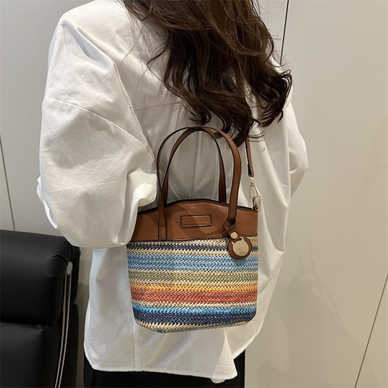 Woven Messenger Bag Bag Women's Summer New Versatile Shoulder Bucket Bag