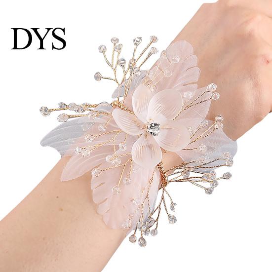 Wrist Corsage Elegant Comfortable Touch Anti-Wear Bride Bridesmaid Bracelet Flower for Wedding Engagement