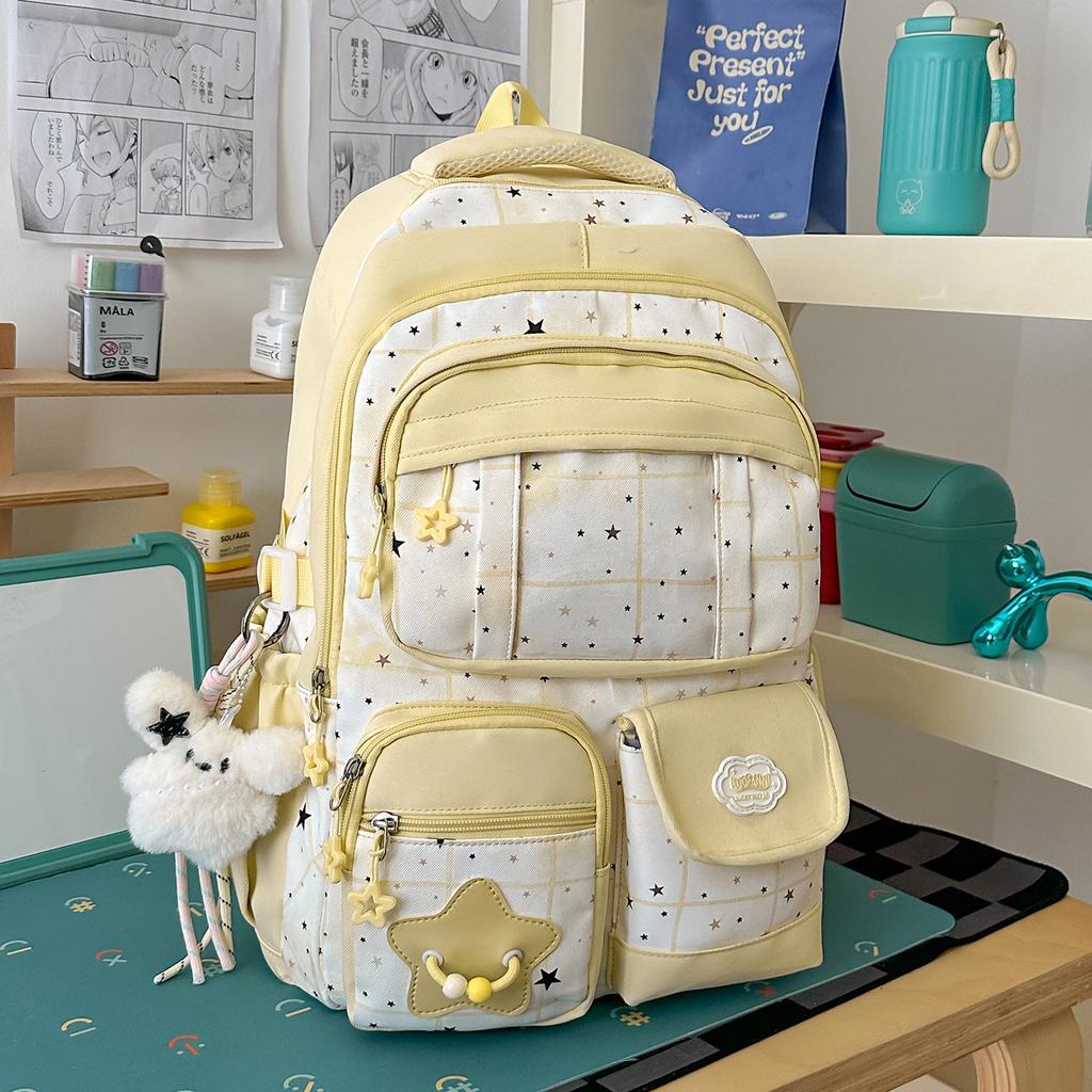 Schoolbagins College Style Cute Large Capacity Casual Backpack Female High School Student Junior High School Student Class School Bag Make-up Bag