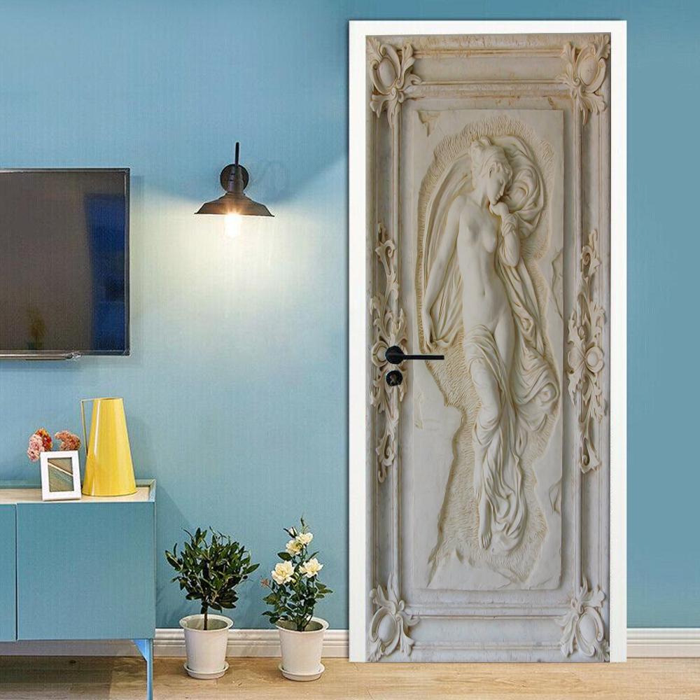 Statuie Autocolant ușă Casă Autocolant ușă Acasă Artă perete Ușă Autocolant frigider Poster Creativ 3D