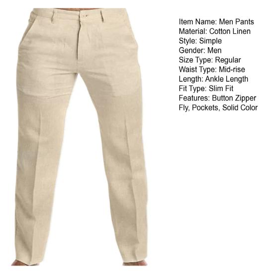 Herre Ensfarge Slim Fit Lange bukser Mellomhøyde glidelåsknapp Fluelommer Rette ben Fritidsbukser Streetwear