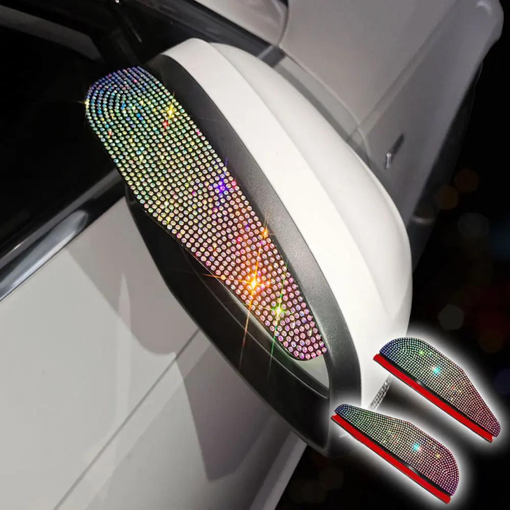 2Pcs Car Side Rear View Mirror Rain Eyebrow Visor Bling Sun Shade Snow Guard Weather Shield Cover Universal Auto Accessories