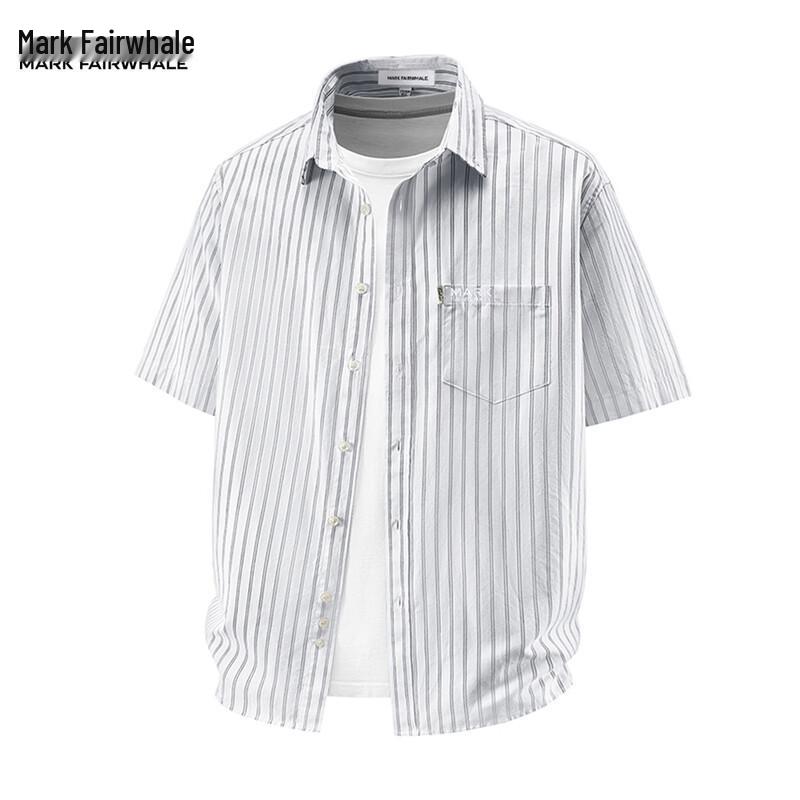 Mark Fairwhale Men s Striped Cotton Short Sleeve Casual Shirt S