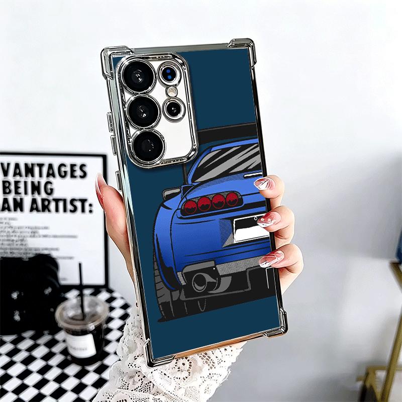 JDM Sports Cars Minimalist Design Plating Phone Case For Samsung Galaxy S24 S25 FE S26 Edge S23 Ultra S22 S21 Plus S20 Anti-Fall Samsung S23