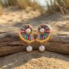 Summer Beach Starfish Shell Pearl Drop Earring for Women Boho Colorful Enamel Ocean Dangle Earring Vacation Jewelry  Accessories