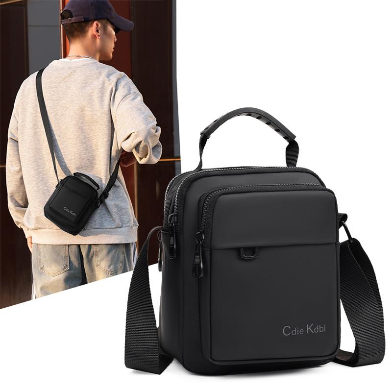 

Solid Color Men s Bag Multi-Layer Shoulder Crossbody Bag чорний