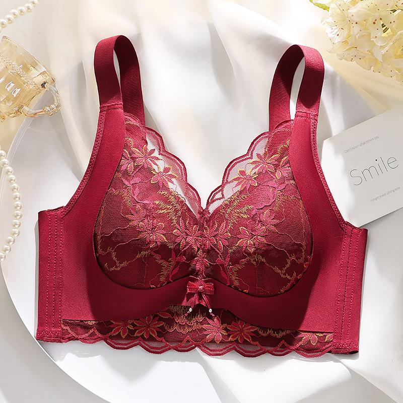 Ultra-thin 1.1CM Adjustment Type, No Steel Ring, Closed Pair of Breasts, Lace Bra Cover Gathered To Prevent Sagging