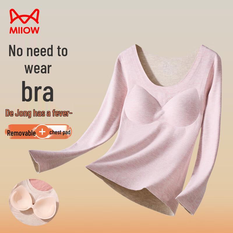 MHR Women's De Velvet Cashmere & Silk Thermal Long-Sleeve Top with Built-in Bra