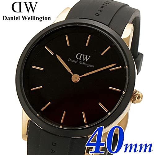 Daniel Wellington Iconic Motion 40mm Watch, Black and Rose Gold with Rubber Strap, DW00100425