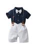 Summer Three-Piece Short-Sleeve Overalls Set for Boys