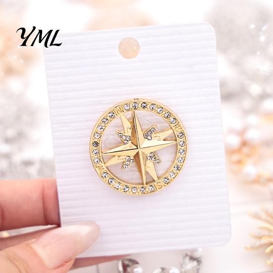 Unisex Fashion Accessory Vintage Rhinestone Star Compass Brooch, Men Women Alloy Daily Wear Accessories Lapel Pin, Badge Jewelry for Clothing