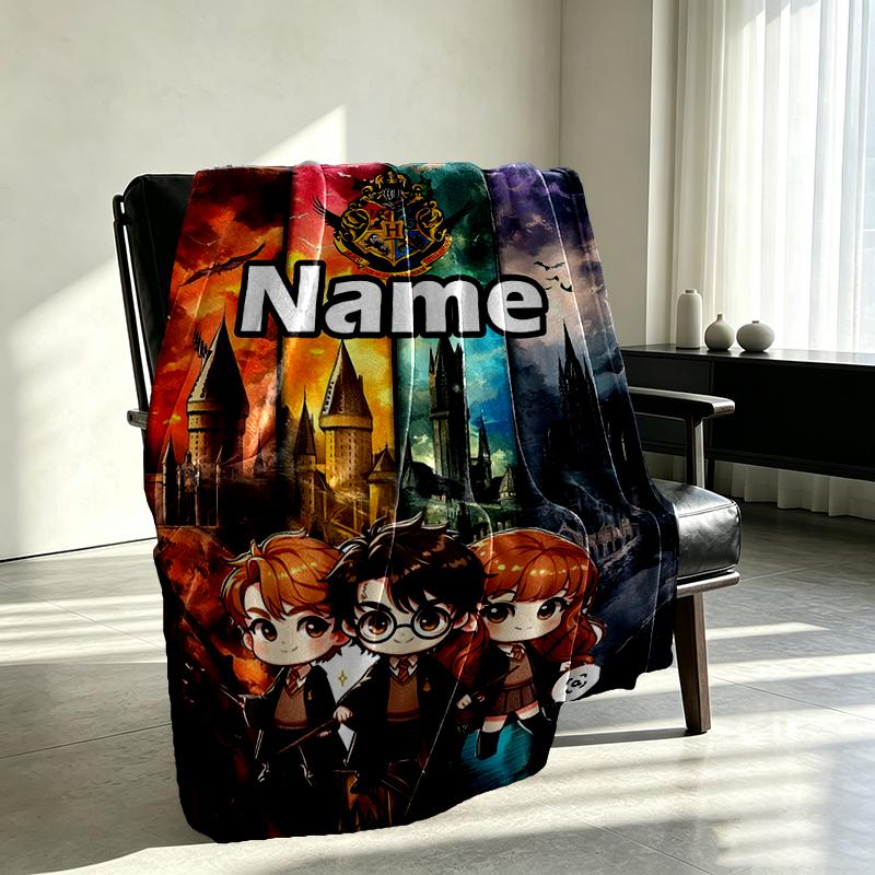 Custom Name Personalized movie Potter Print Blankets, Home Decor, Bedroom, Sofa, Camping, Couch, Gifts for Birthday Christmas