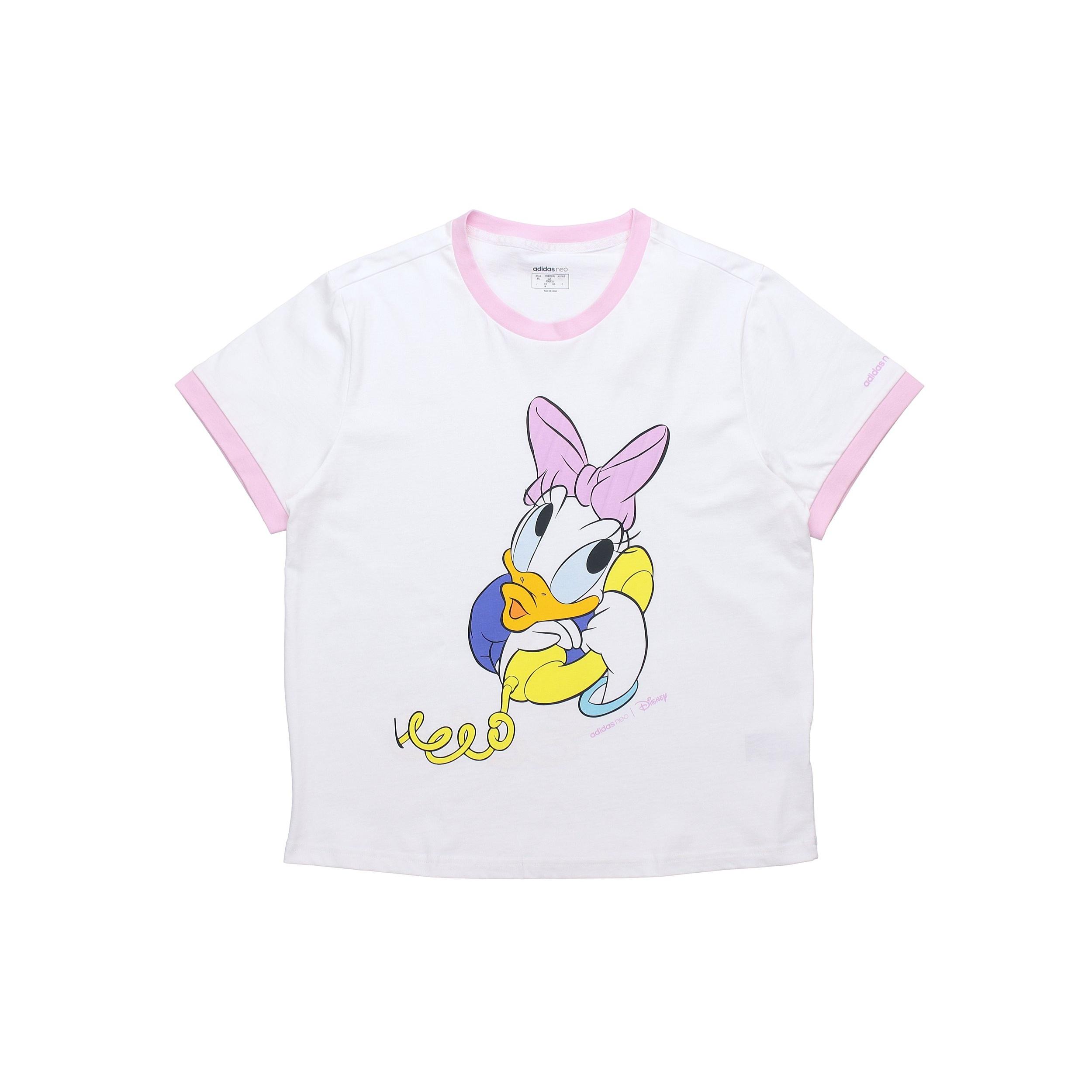 (WMNS) adidas neo Dsny Cp Tee Disney Donald Duck Sports Short Sleeve White Women s GJ5623 L
