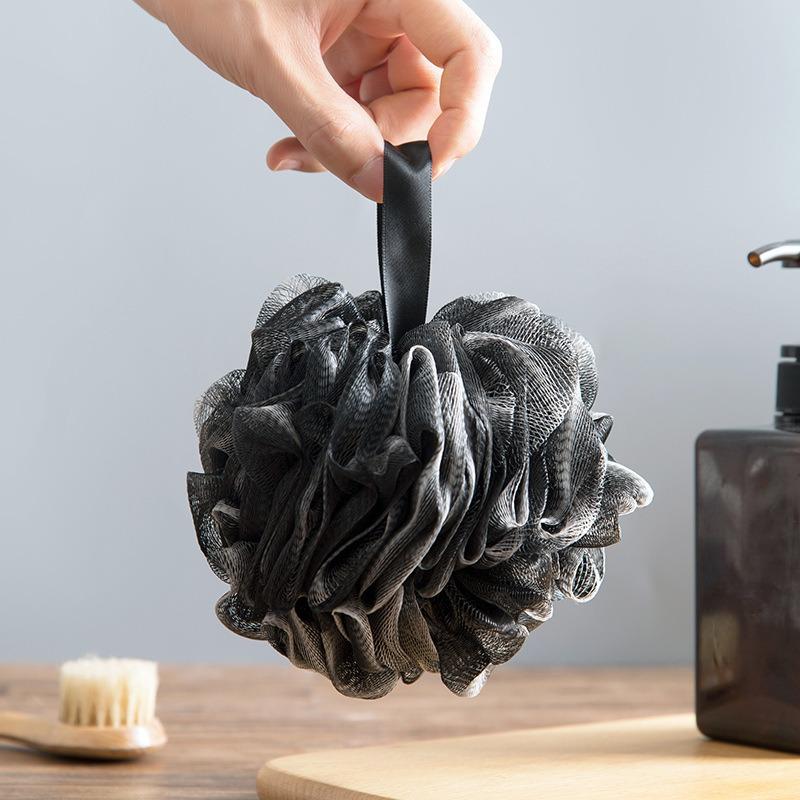 Soft Black Loofah Shower Sponge Exfoliating Bath Ball PE Skin‑friendly Body Scrubber for Glowing Skin Home Dormitory Supplies