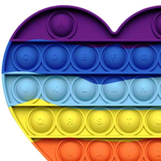 Rainbow Push Bubble Toy Stress Relief Round Square Heart Bubble Popping Game Silicone Bubble Squeeze Sensory Fidget Toy