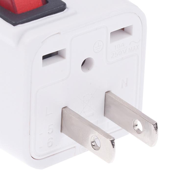 US 2-Pin Steckeradapter Konverter Ac100~250V 10A Mit Haupt Ein/Aus Schalter LED-Anzeige Wsa-6 Elektrischer Steckeradapter