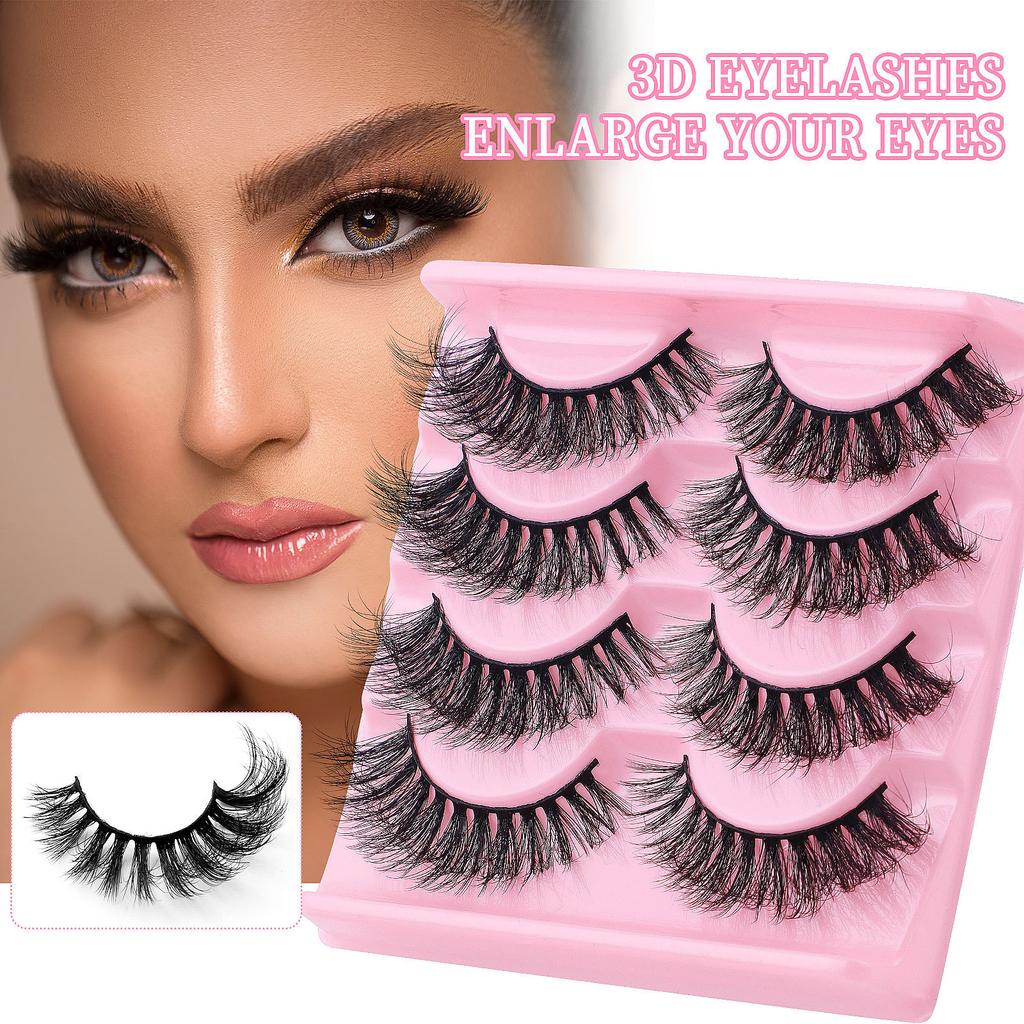 4 Pairs Of False Eyelashes, Thick Eyelashes, Exaggerated Fried Hair, Simulated Messy Eyelashes