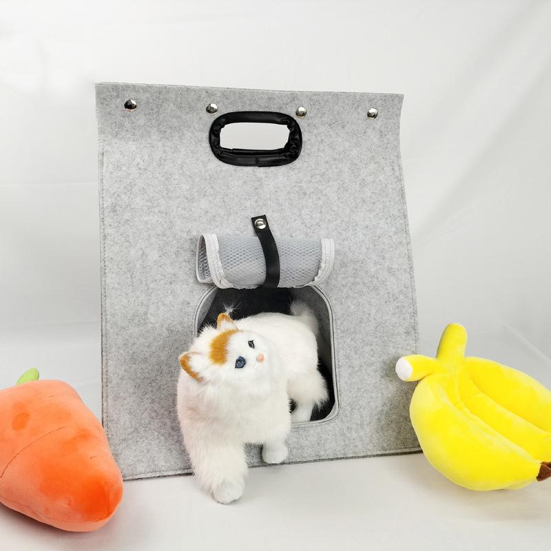 Multi-functional Pet Bed Felt Puppy Cat Washable Collapsible Cat Bed House Outdoor Pet Bag Breathable Mesh Four Seasons