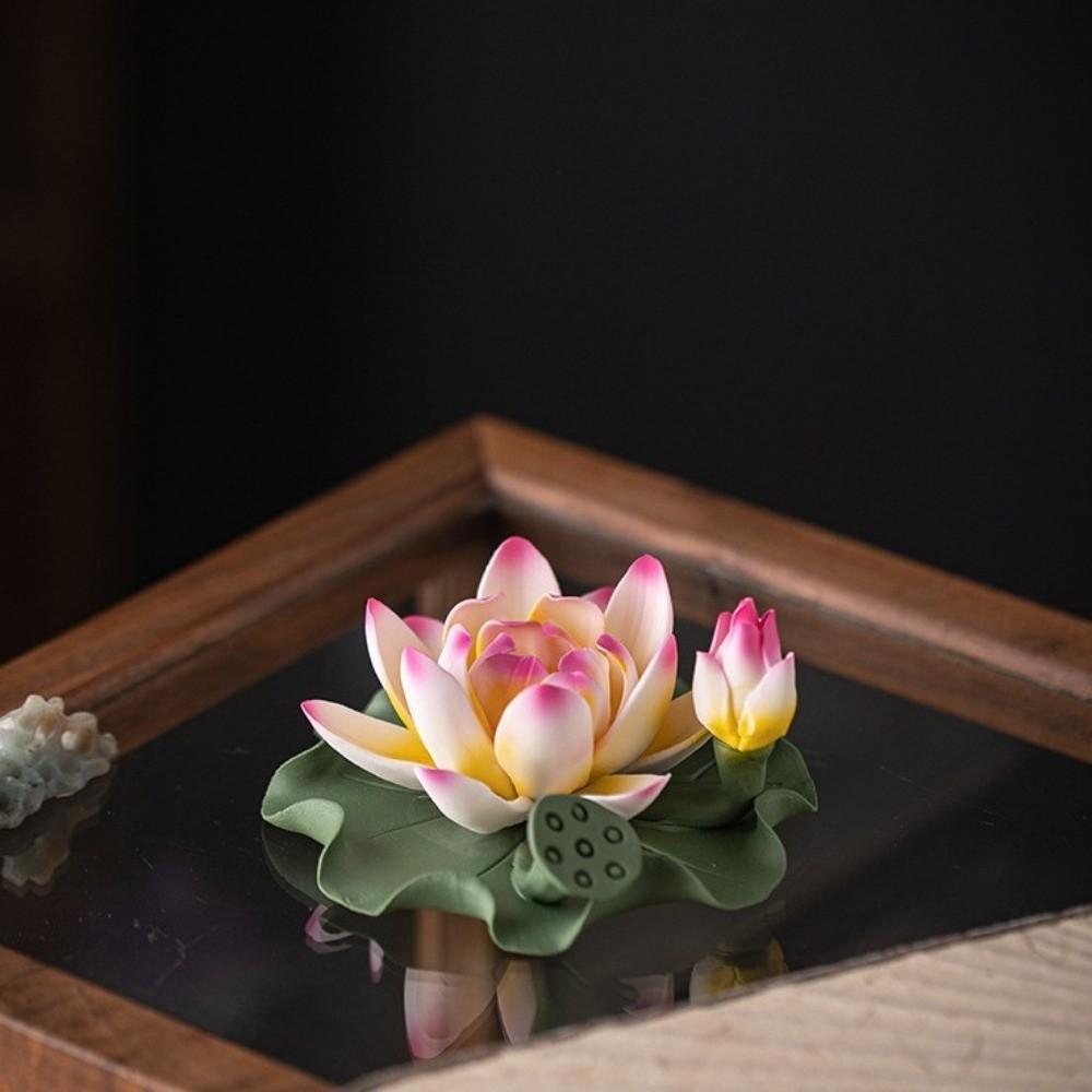 Zen Chinese Style Lotus Tabletop Incense Base Sleep Aid Lotus Censer Holder For Household Aroma