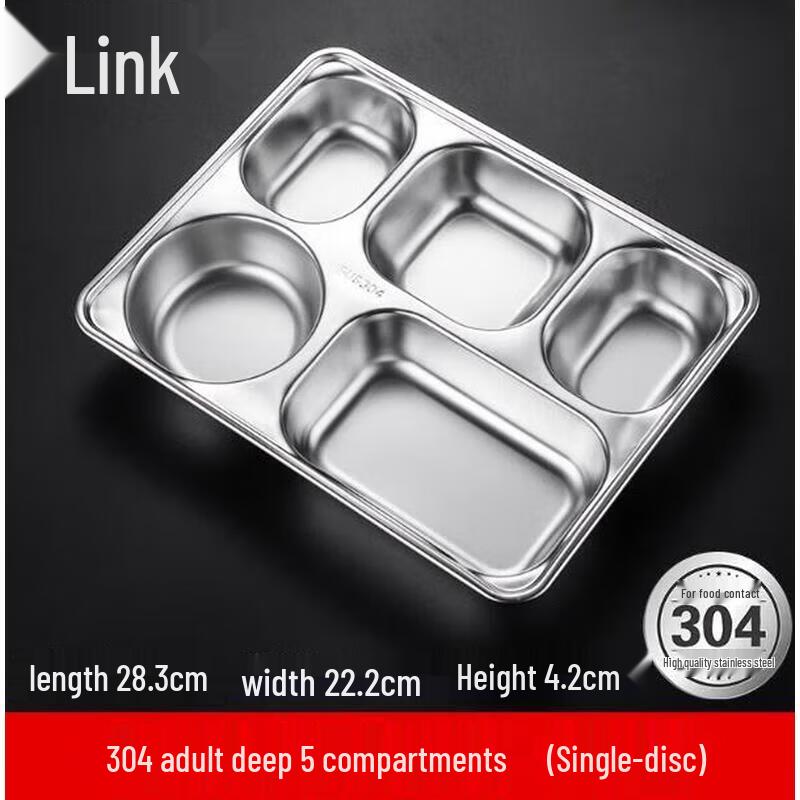 Rectangular Stainless Steel Divided Lunch Plate