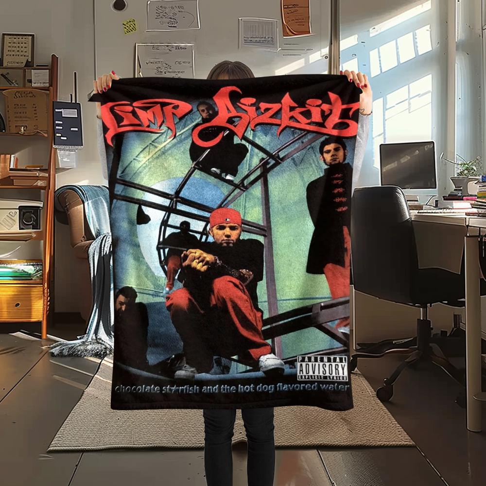 1PC Limp Bizkit Print Flannel Blanket, High quality Comfortable for All Seasons, Home Decor, Warmth and Comfort, Perfect for Christmas Gifts