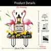 Flamingo Welcome Plaque - Garden Decoration with Lanterns and Flowers, Gift for Easter and Mother's Day Outdoor Decoration Use