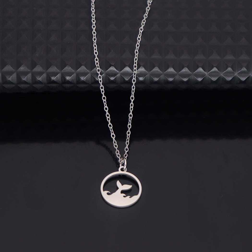Stainless Steel Ocean Fish Tail Pendant Necklace - Versatile Clavicle Chain серебряный