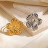 Elegant Adjustable Open Rings Stainless Steel Gold Color Women's Rings Jewelry Gifts Flower Rings Women