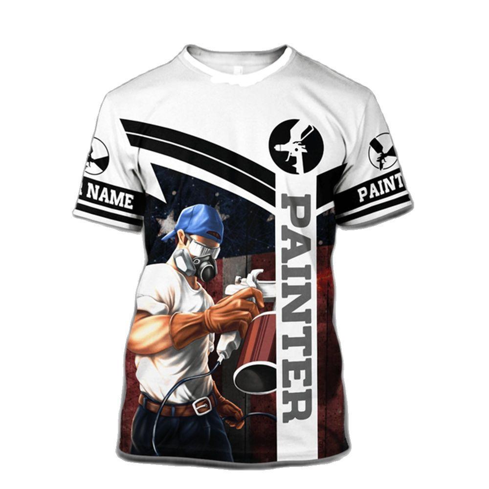 Malířská uniforma 3D Vtipný potisk Pánské módní tričko Trend Harajuku Krátký rukáv Volnočasové Kulatý výstřih Pracovní oděv Hip Hop Topy