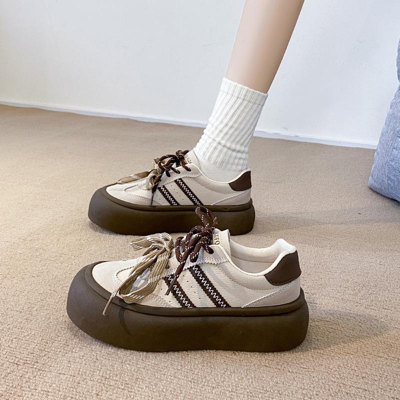 Muffin Platform German Training Shoes Women's 2025 New Autumn Retro Color Matching Versatile Niche Design Casual Board Shoes