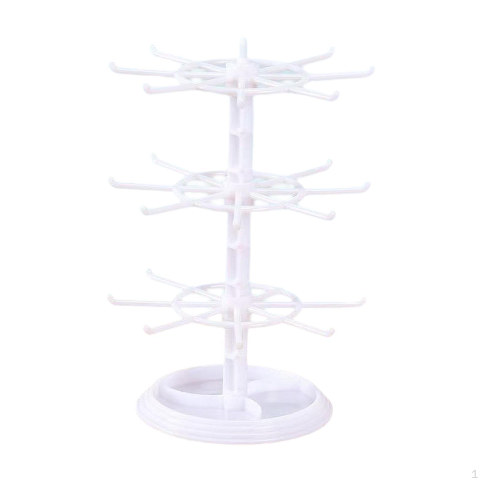 

3-ярусная подставка для украшений, органайзер для брелоков, вращающаяся подставка для браслетов, ожерелий, серег белый