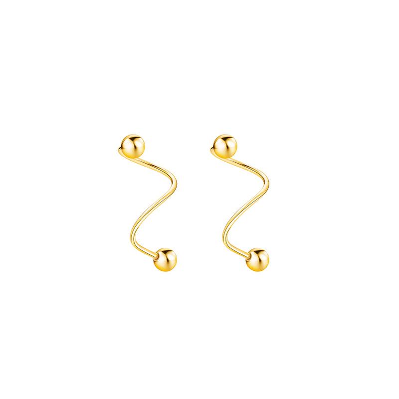 Simple Screw Spring Line Stud Earrings Women's Niche Temperament Wave Earrings Small Earrings