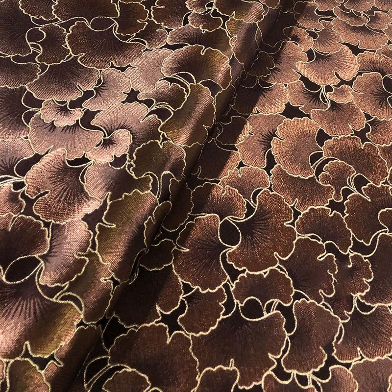 100*75cm Ginkgo Pattern Jacquard Brocade Fabrics For Satin Dress Designer Sewing Cheongsam Kimono Garment Diy Patchwork Material