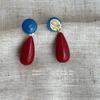 Wine Red Retro Earrings for Women: Exaggerated Hong Kong Style Teardrop Ear Jewelry for a Festive New Year.