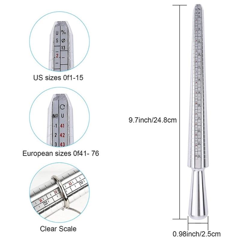 Set mit 7 professionellen Schmuckwerkzeugen, Ringdorn, Fingermessgerät, Ringgrößenmesser, Messwerkzeug, DIY-Schmuckgrößen-Werkzeug-Sets