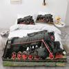 Train Duvet Cover Set 2 Pieces, Soft Microfiber Bedding Set With Zipper Closure 3D Retro Train Comforter Cover With Pillowcases