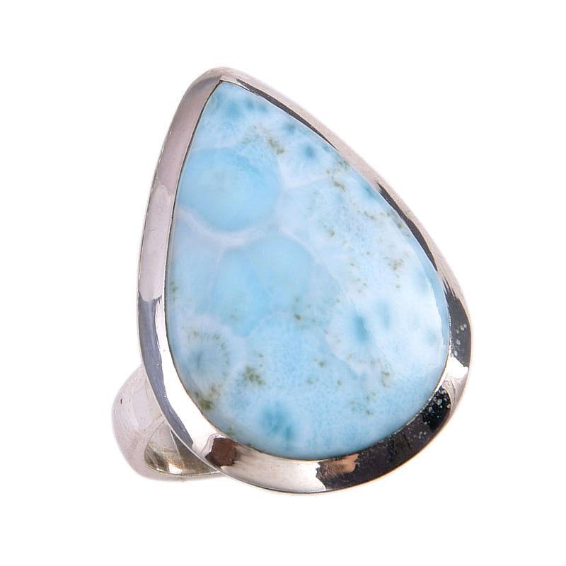 Natural Republic Larimar Gemstone 925 Sterling Silver Jewelry Ring Size 8.5 K7y53