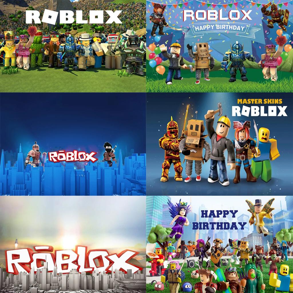 Roblox Game Themed Vinyl Backdrop Photo Background For Kids Boys Birthday Party Decoration Photography Prop Party Supply Cloth