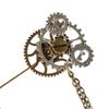Steampunk Lapel Pin Gothic Vintage Gear Brooches with Metal Chain Badges Jewelry Collar Pin for Women Man Party Gifts