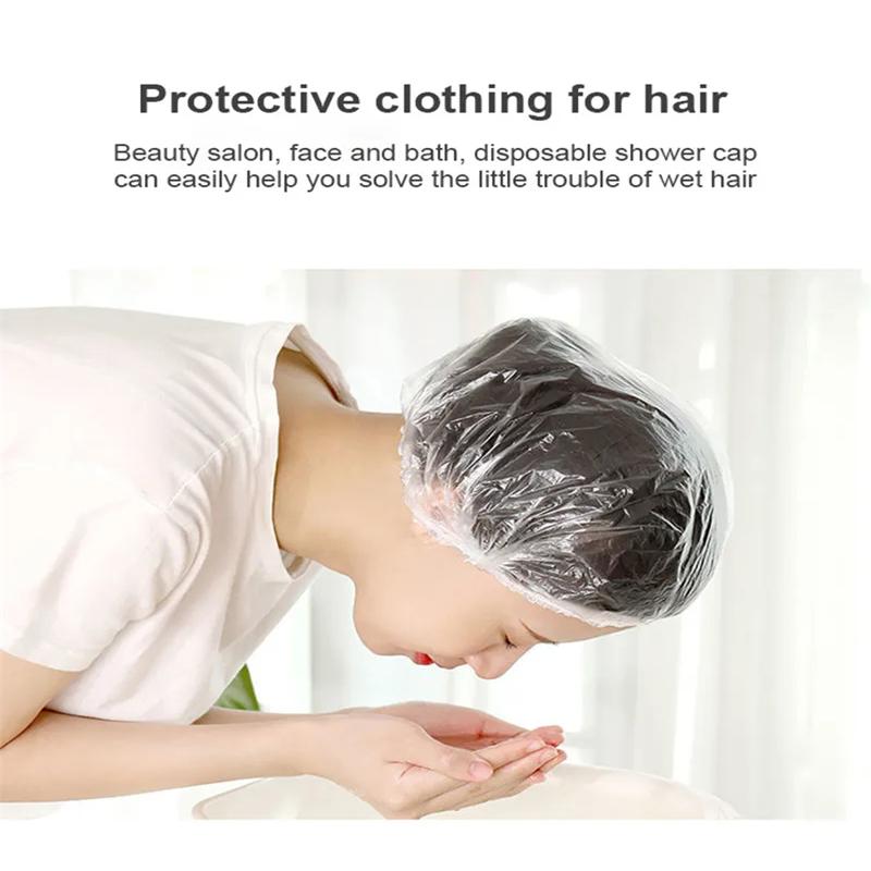 100 Stück Einweg-Duschhaube Elastische Netzform Wasserdicht Vlies Badehaube für Extensions Klar Schönheit Haarhaube Duschhaube