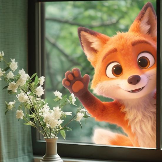 Cartoon Giraffe Window Clings Animal Glass Static PVC Decals Sticker Reusable Funny Waterproof for Living Room