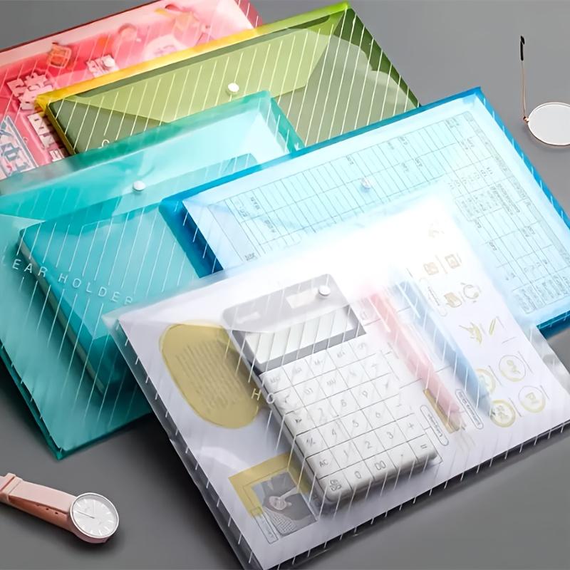 1pcs Durable Colorful A4 Transparent Folder No Deformation PP Envelope with Snaps for School and Office Supplies Organizer