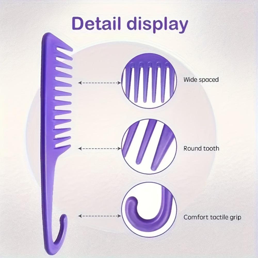 Exquisite Wide Toothed Comb - 1 Hook Shaped for Curly Hair, Wet Use, Wigs - Soft and Effective for Thick, Dry, Wavy Styles