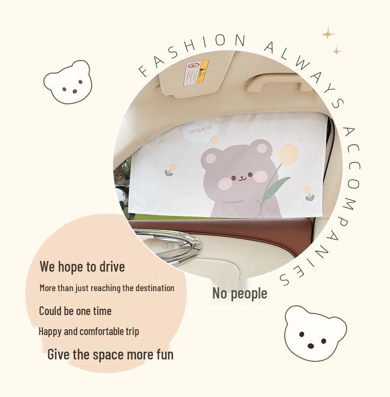 Blue Rain Tulip Rabbit Car Sunshade: Universal Summer Car Window Curtains for Sun Protection