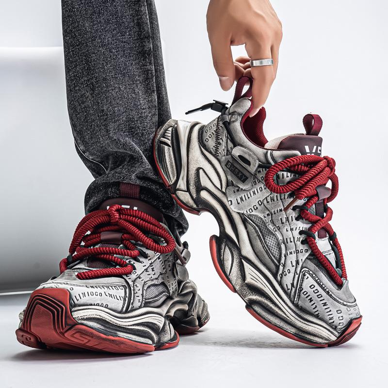 Autumn mesh breathable casual sports shoes student thick-soled heightening dad shoes