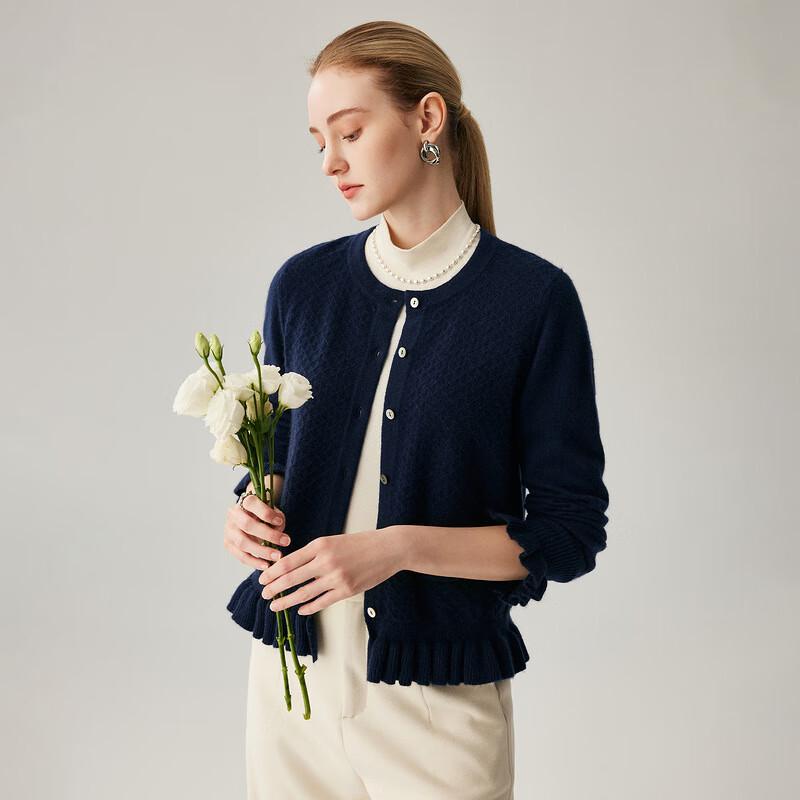 Zhaojun Women's Round Neck Thickened Cashmere Cardigan