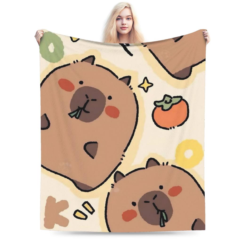 Capybara  Blankets  Warm Soft Street Trend Plush Throw Blanket For Kids Home Decor Flannel Bedspread Bed Cover