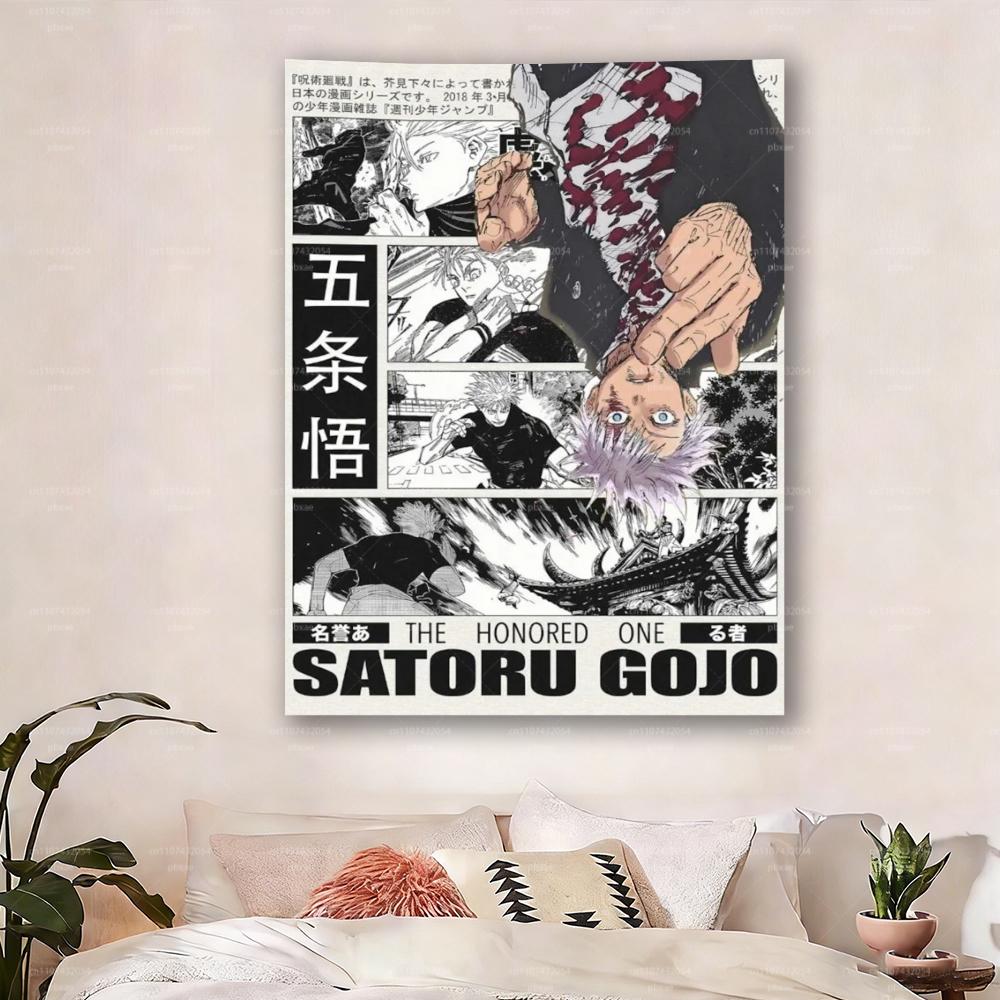 Jujutsu Kaisen Satoru Gojo Wall Tapestry  Anime Manga Art Wall Hanging for Bedroom Dorm Living Room Fan Decor